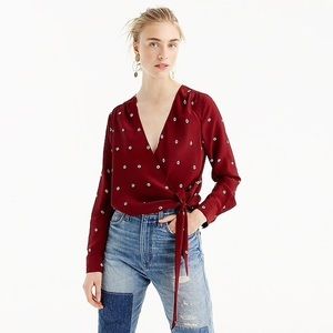 J Crew silk wrap top